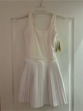 all in motion White Sleeveless Pleated Mini Dress